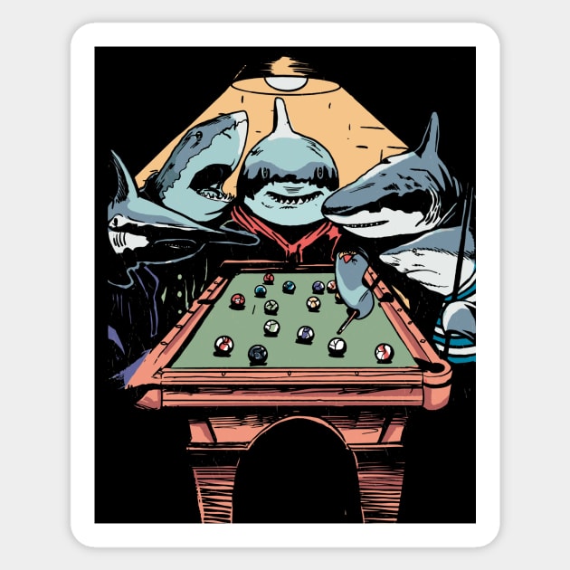 The Pool Sharks // Funny Parody Painting Sticker by SLAG_Creative